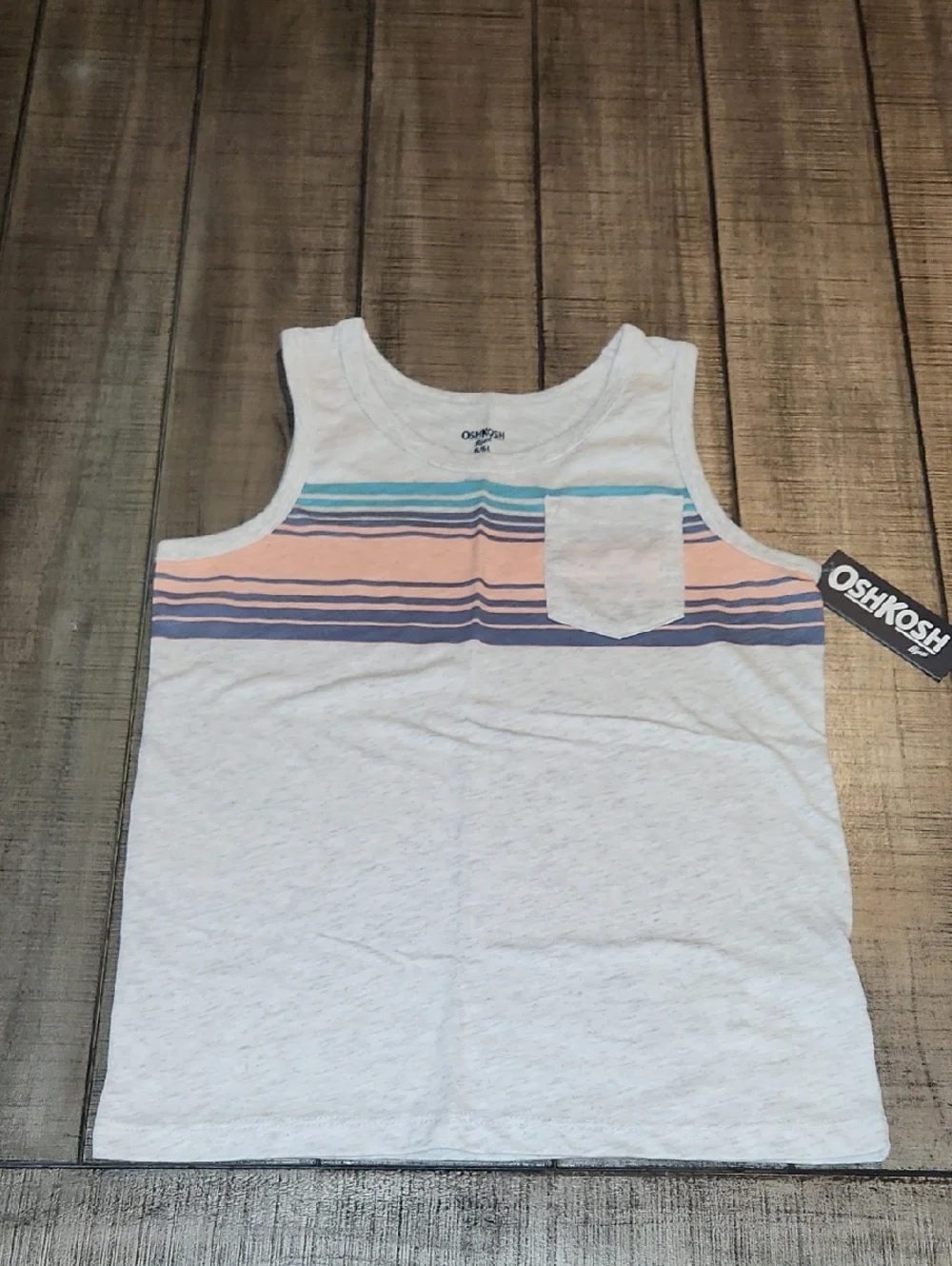 NWT OshKosh B'gosh White Tank with Coral and Blue Stripes